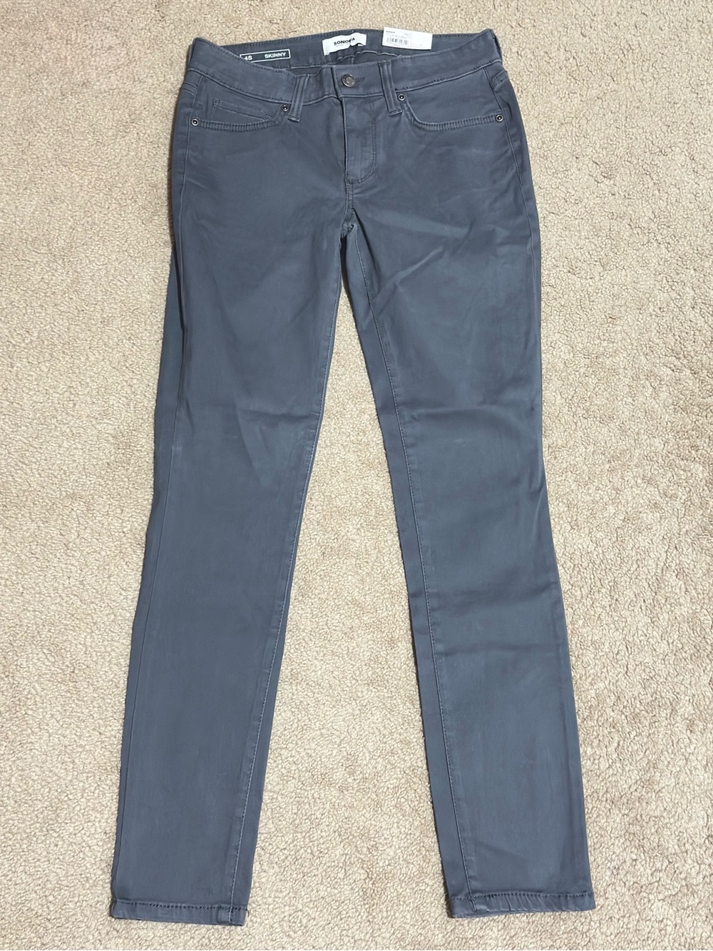 NWT Sonoma Women’s Skinny Straight Jeans Mid Rise Gray SIZE 4S